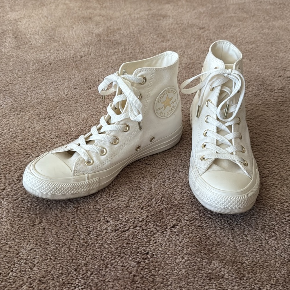 Converse Chuck Taylor All Star Off-White High Top Sneakers Size 7 - Picture 2 of 14